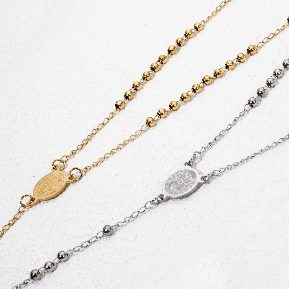 Clavicle Length Rosary Necklace Tassel Chain Cross Pendant Necklace Cross Necklace  Stylish Commute