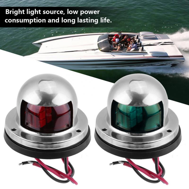 12V//24V LED Navigation Signal Light Marine Boat Stainless Steel Red and Green LED Navigation Signal Lamp Yacht Accessory Tools