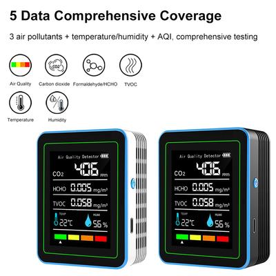 6 In 1 Multifunctional Air Quality Detector PM2.5 PM10 HCHO TVOC CO2 Formaldehyde Monitor LCD Display Home Air Quality Tester