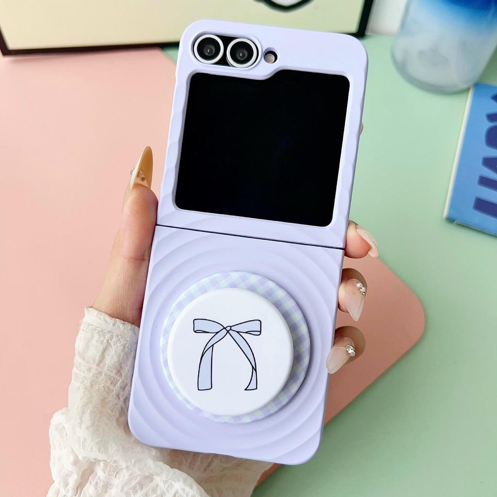 Samsung ZFlip7 Ripple Skin Anti-Fall Magnetic Stand Case for ZFlip6/5 - Trendy Protection for Men and Women