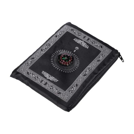Portable Travel Prayer Mat with Compass Exquisite Pattern Waterproof Wear Resistant Foldable Prayer Rug Ramadan Gifts