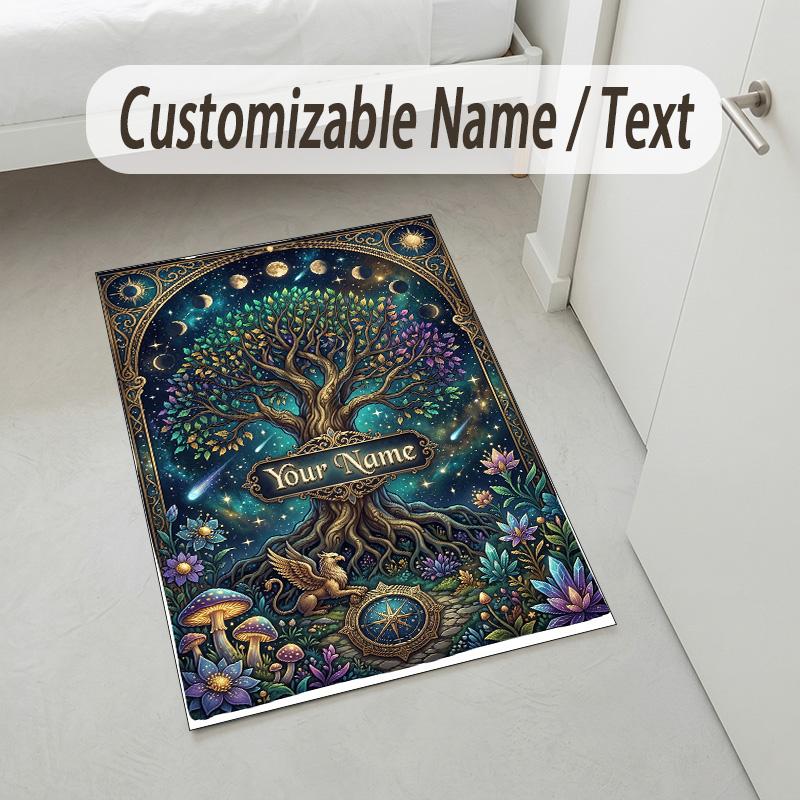 Tigers Majesty Theme Soft Crystal Velvet Rug Custom Name & Text Print Non Slip Floor Rug for Bedroom Living Room
