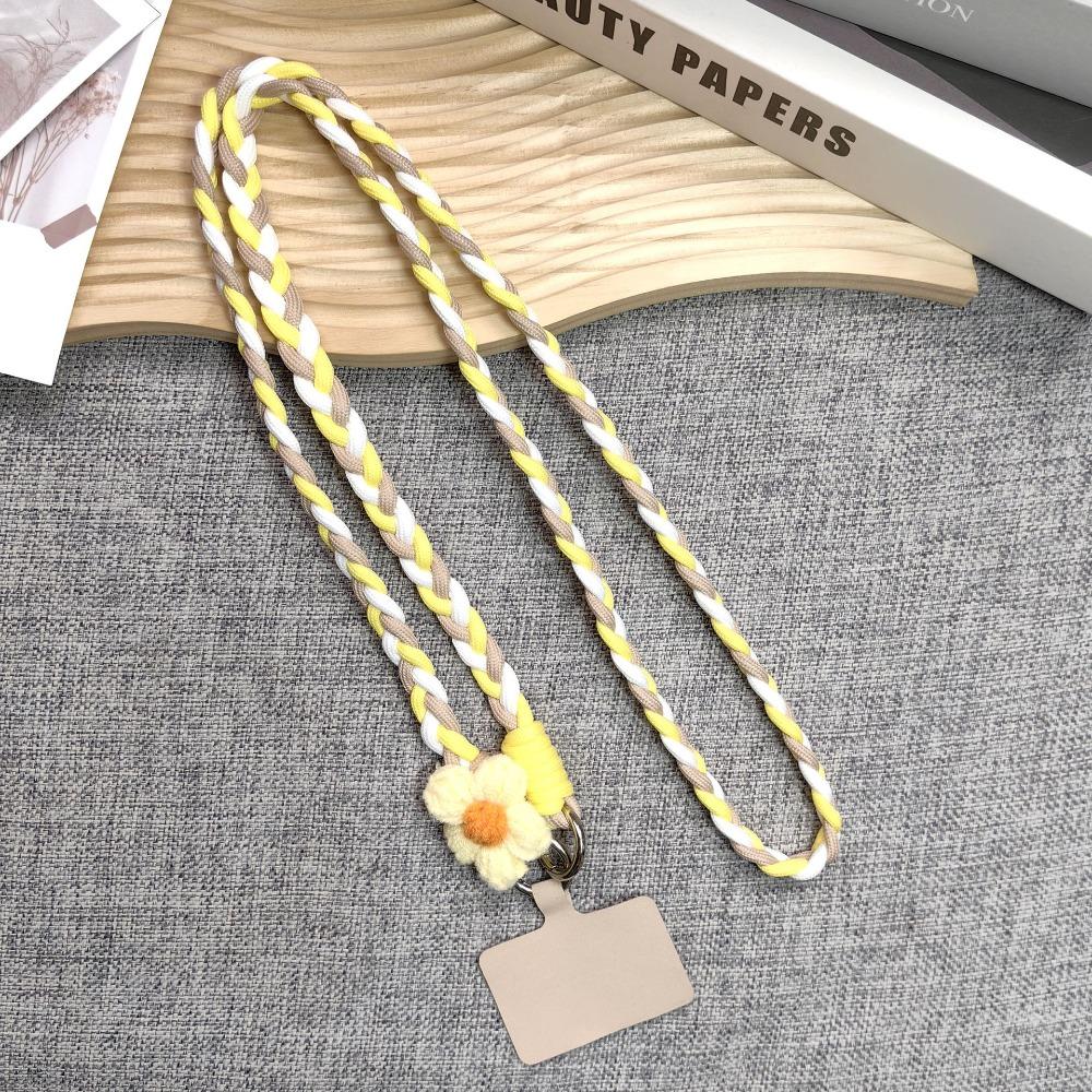 120cm Phone Holder Strap Flower Braided Hanging Rope Ins Mobile Phone Lanyard  Women