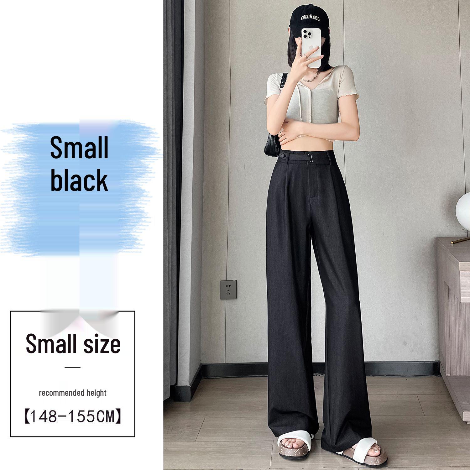 

Women s High-End Tencel Denim Wide-Leg Pants with Frog Button - Summer Ice Silk, Chinese National Style, Straight-Leg Suit Pants. Extra Small