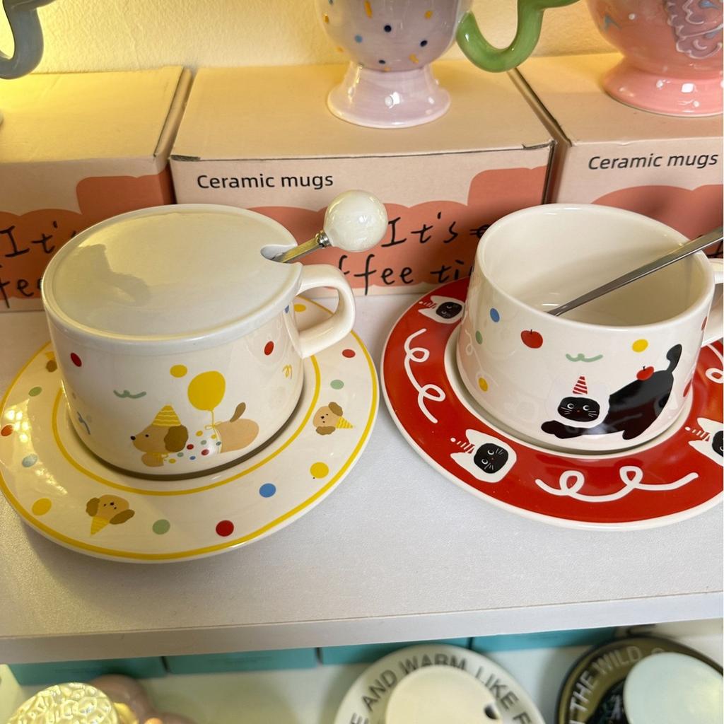 Mug Ceramic Cup Water Cup Cute Coffee Cup Saucer Set Nordic Ins Simple and Beautiful Girls Cup