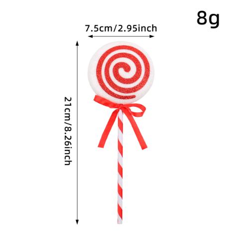 Simulation Plastic Glittery Candy Cane Christmas Lollipop Pendant Xmas Tree Hanging Ornament New Year Home Party Decoration