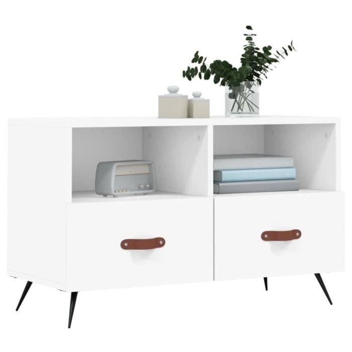 VidaXL Meuble TV Blanc 80x36x50 cm Bois d'ingénierie 828940