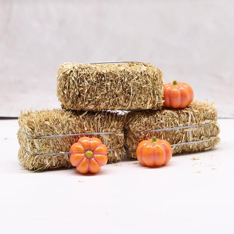 6Pcs Mini Hay Bales Rustic Miniature Farm Haystack Stackable Fake Hay Blocks Dollhouse Decoration