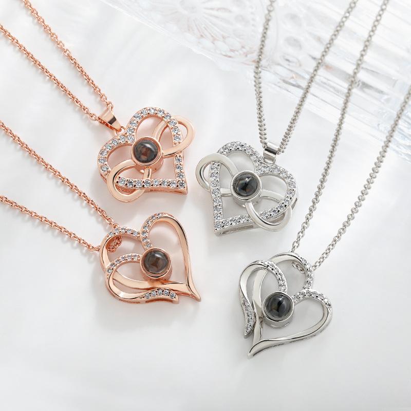 One hundred sentences I love you LOVE necklace, high-end projection stone One hundred languages Love necklace