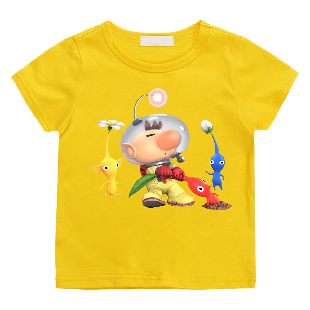 Pikmin GAME Anime Print Casual T-shirts Kids High Quality 100%Cotton Tees Boys Girls Tops Children Intellectual Fun Cartoon Tshirts Summer Clothes