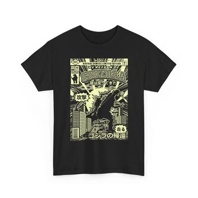 Comic-Cover Rückkehr des Asiatischen Tokyo Vintage Monster Schweres Baumwoll-T-Shirt