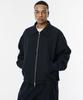 CODEMORPH Wool-Like Two-Way Zip-Up Harrington Jacket Navy