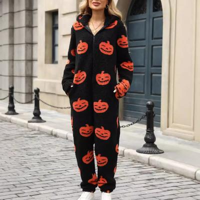 Damen-Overall mit Kapuze, flauschiger Sherpa-Pyjama, langärmelig, einteilig, warme Winter-Outfits, Sweatshirt-Set, Strampler, Nachtwäsche, hohe Taille, Fleece-Oberbekleidung