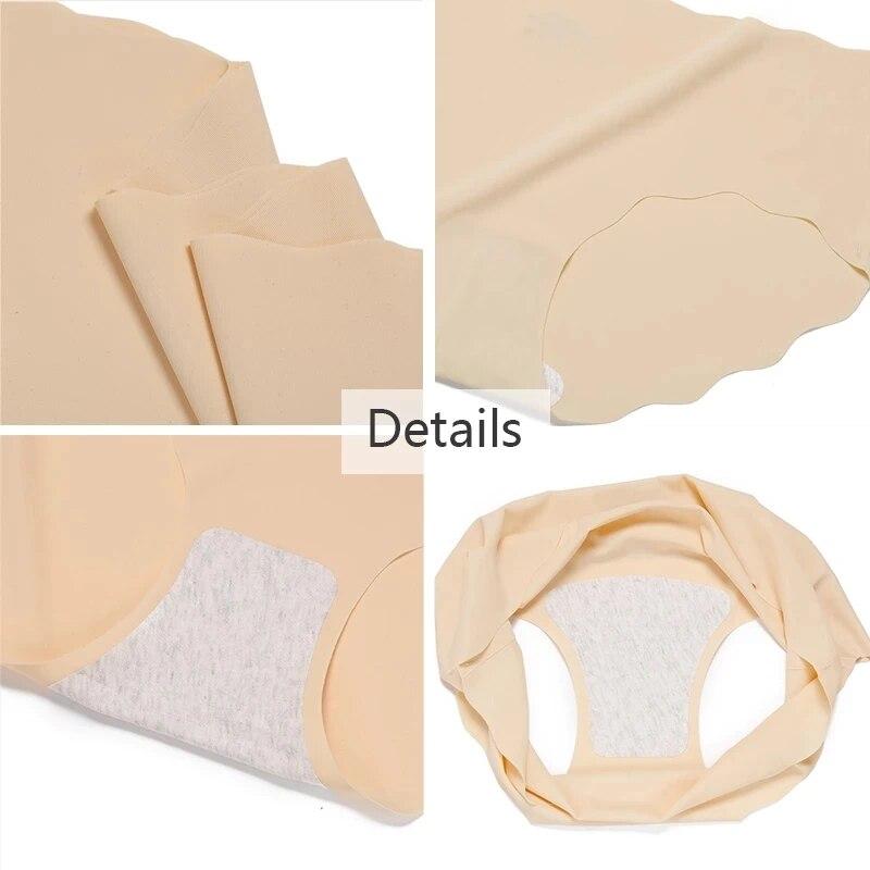 4Pcs/Set Seamless Underwear Silk Women's Panties 3XL Tangas Lady Ruffle Underpants 4 Pieces Girls Briefs Panty Sexy Lingerie 4PC