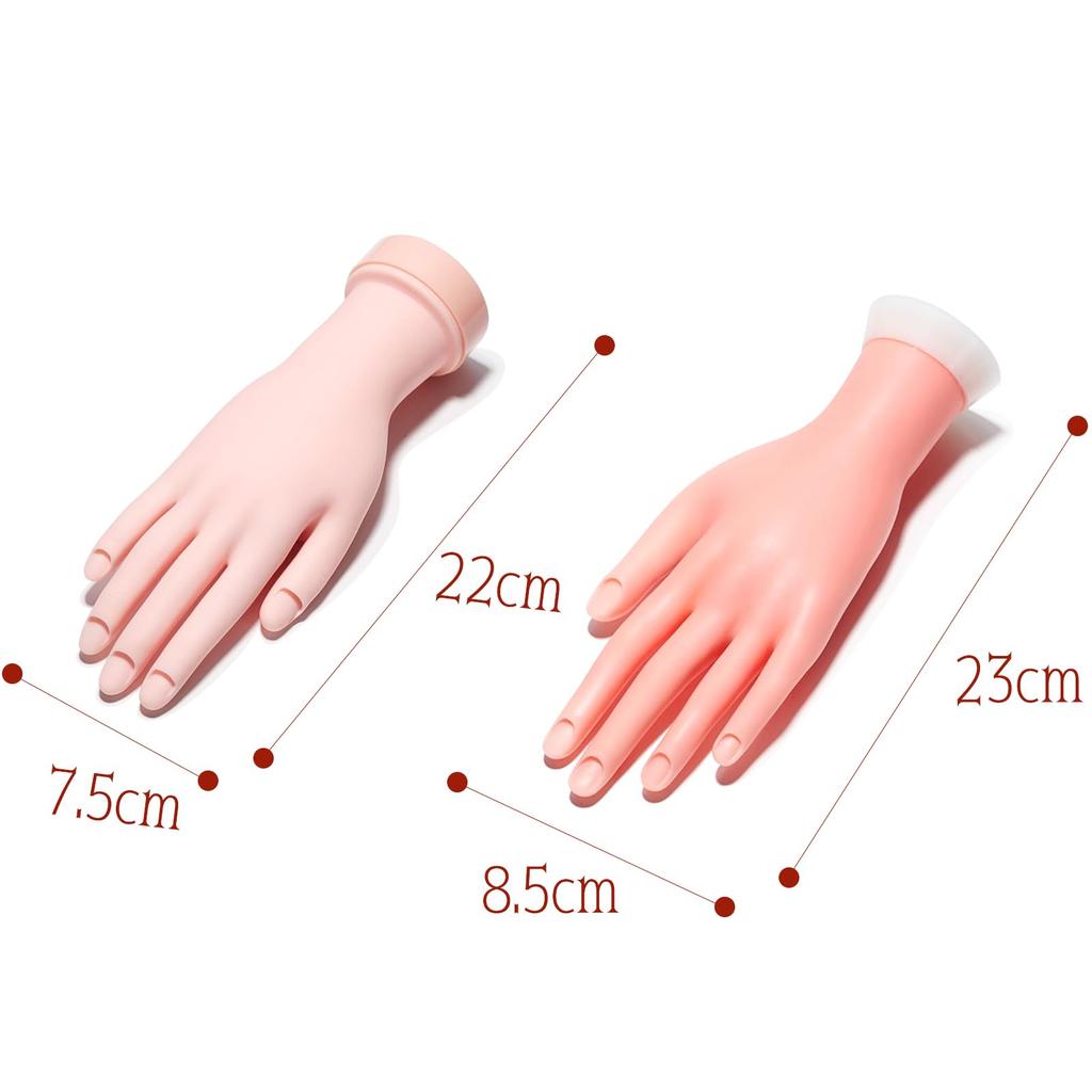 Ziyue Hand Mannequin voor Manicure Acryl Nagels Oefenen Valse VingerNagel Ideaal voor Twee 200 Kunstnagel Tips Oefenen, Hand, Buigbaar, Verwijderbaar,