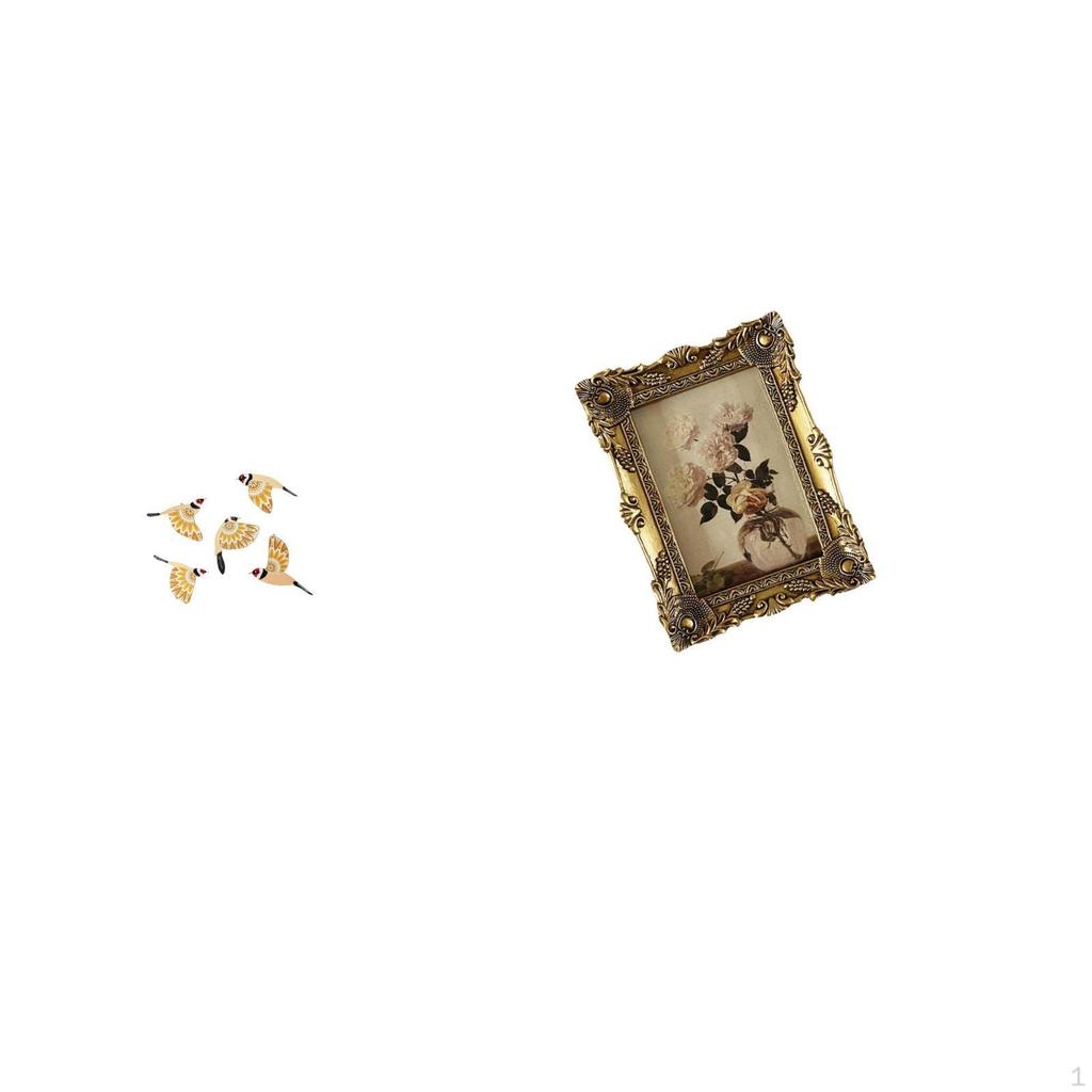 Wooden Bird Wall Art Hanging Ornament And Vintage Resin Photo Frame Collectible Decorative Office