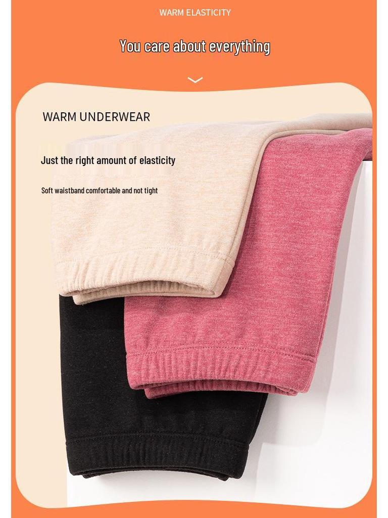 Women's Cashmere Silk Fleece Lined Warm Underwear Set for Autumn/Winter - Thickened for Middle-Aged and Elderly