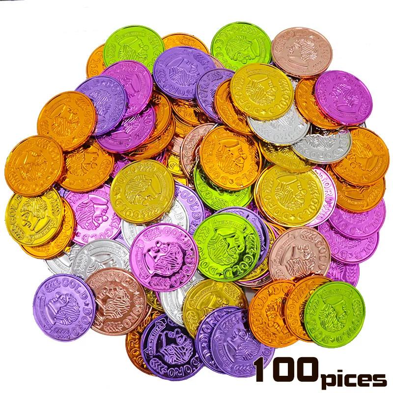 102550 Stück Plastik Piratenmünze Clownmuster Kinderparty Falscher Schatz Festival Party Geburtstagsgeschenk Kinder Goldmünzen Spielzeug