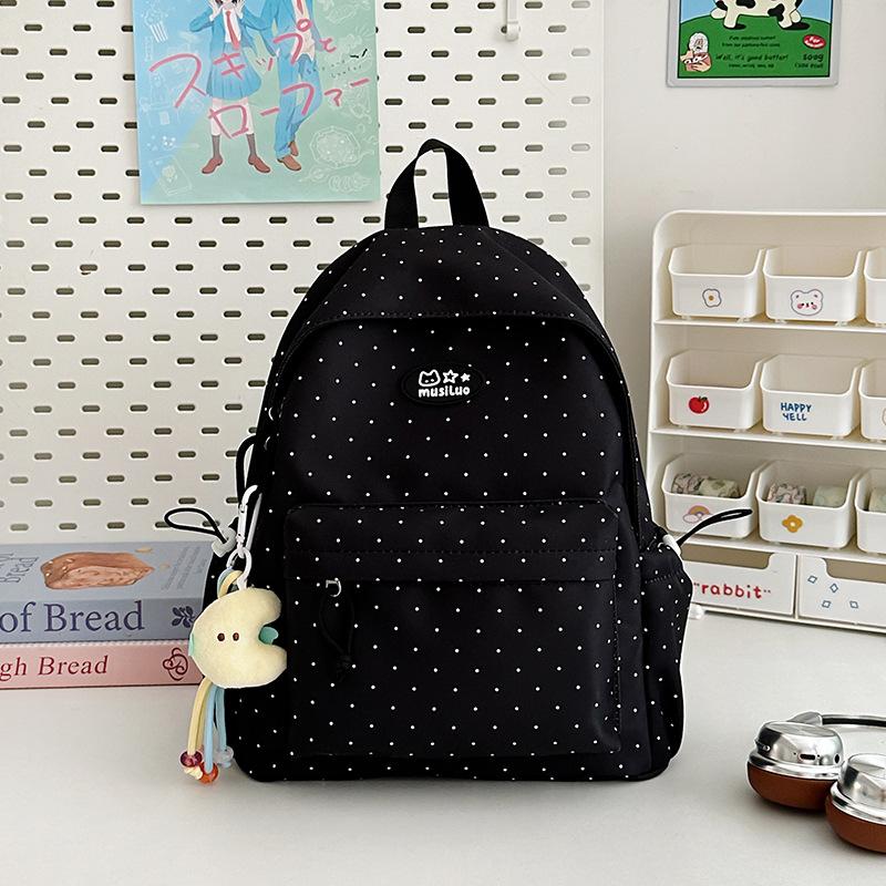 Schoolbag Women's New High-value Japanese Ins Fresh Candy Color Polka Dot Backpack Junior High School Students Lightweight Backpack