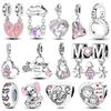 Copper Plated Charms For Mother'S Day Dangle Beads Love Happy Family Charm Fit Bracelet Diy Making Pendants Jewelry Gift