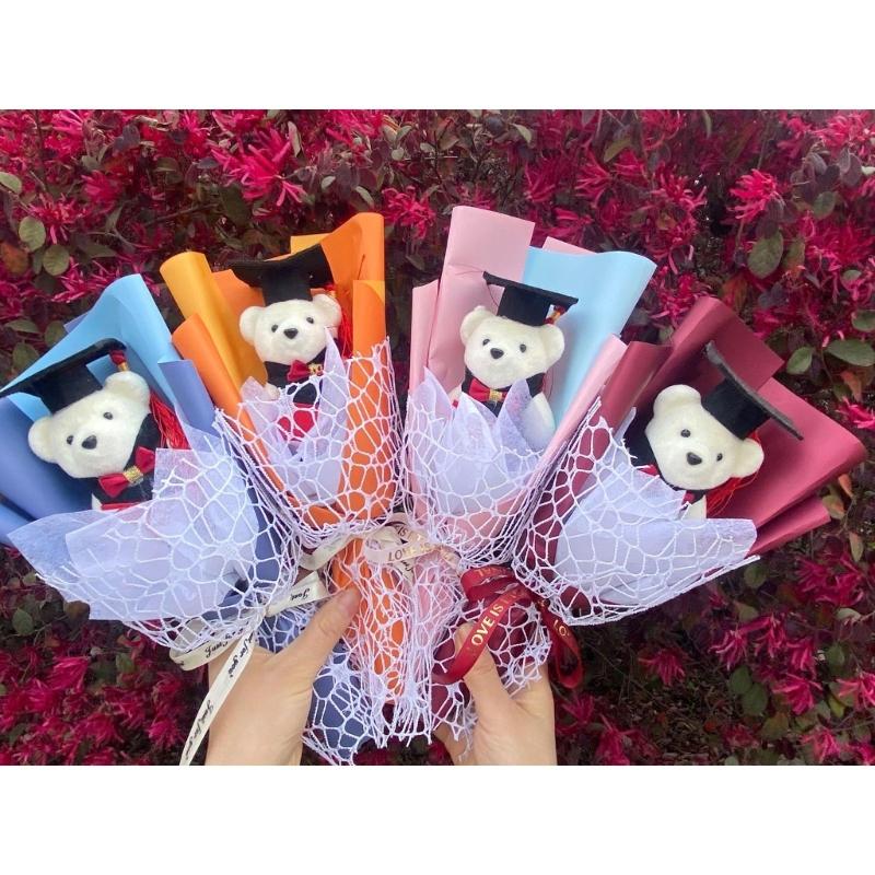Graduation Flower Bouquets Realistic Flower Bouquets Artificial Bouquets with Bear for Kid Student Teache Graduation
