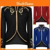 Blazer Lussuoso da Uomo Principe di Palazzo Ricami Dorati Giacca Slim Fit per Divertimento di Halloween