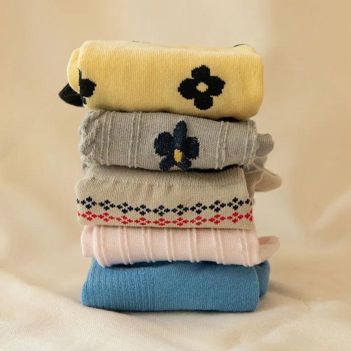 [Gift Set] Daily Vintage Socks Women 5P (03-04) (Women's Socks) + Free Shopping Bag