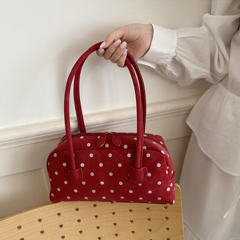 Yogodlns New Large Capacity Shoulder Bags Zipper Polka Dot Bowling Underarm Bags For Women Minimalist Shopper Handbag