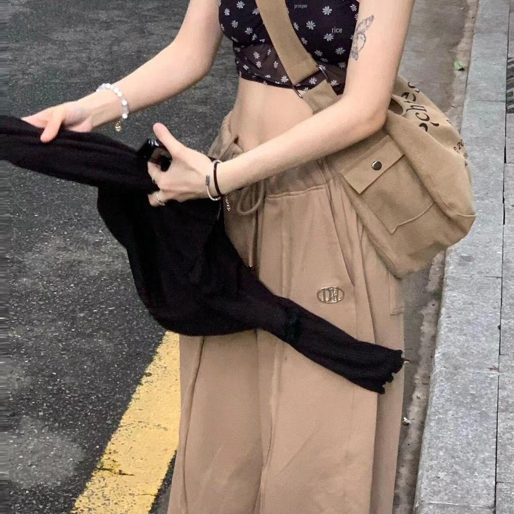 Women's Summer Retro Embroidered Patchwork Wide-Leg Joggers with Irregular Design