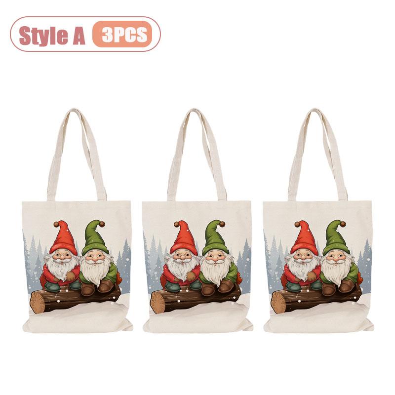 1-5PCS Christmas Shoulder Tote Bag for Women Reusable Zipper Lunch Bag Grocery Shopping Tote Holiday Gift Eco Friendly Carry