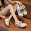 Soft leather mesh breathable women's summer new retro pink soft sole soft surface running net shoes