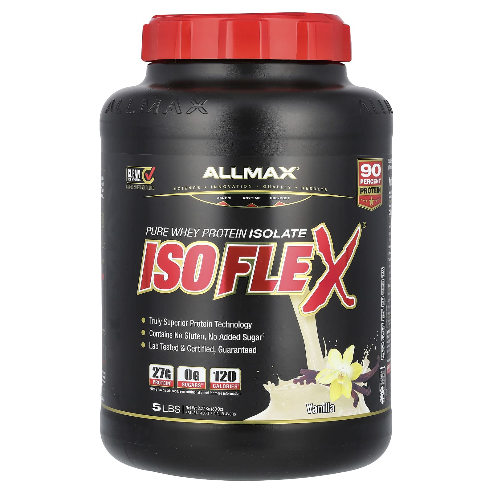

Isoflex®, Pure Whey Protein Isolate, Vanilla, 2.27Kg (5Lbs)