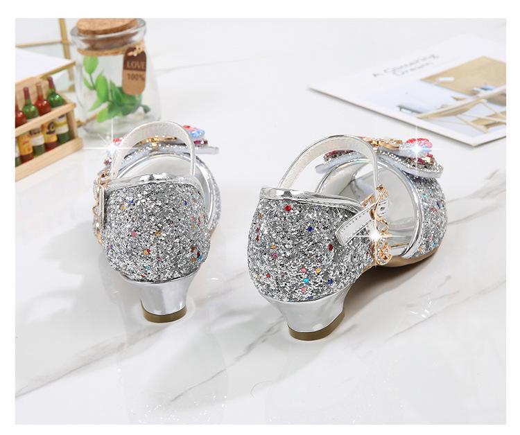 2025 Spring Korean Style Girls' Princess Bow High Heel Open-Toe Sandals