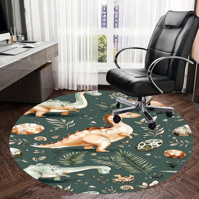 1PC Dinosaur Pattern Non-Slip Floor Round Carpet, Office, Family, Bedroom, Large Area Rug Indoor Rugs, Durable Polyester-L0379