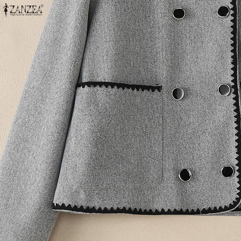 ZANZEA Lässige Damen-Cardigan-Jacken mit Umlegekragen und langen Ärmeln