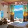 Set Of 2 Flat Printing Curtains Without Rod Futuristic City Sunset April Fools Is Day Holiday Digital Made Polyester
