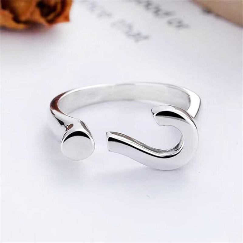 

New Creative Question Mark Shape 925 Sterling Silver Jewelry Personality Temperament Geometric Opening Rings TYB060 серебряный