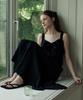 Adowl Flare Line Summer Cool Long Skirt - Black
