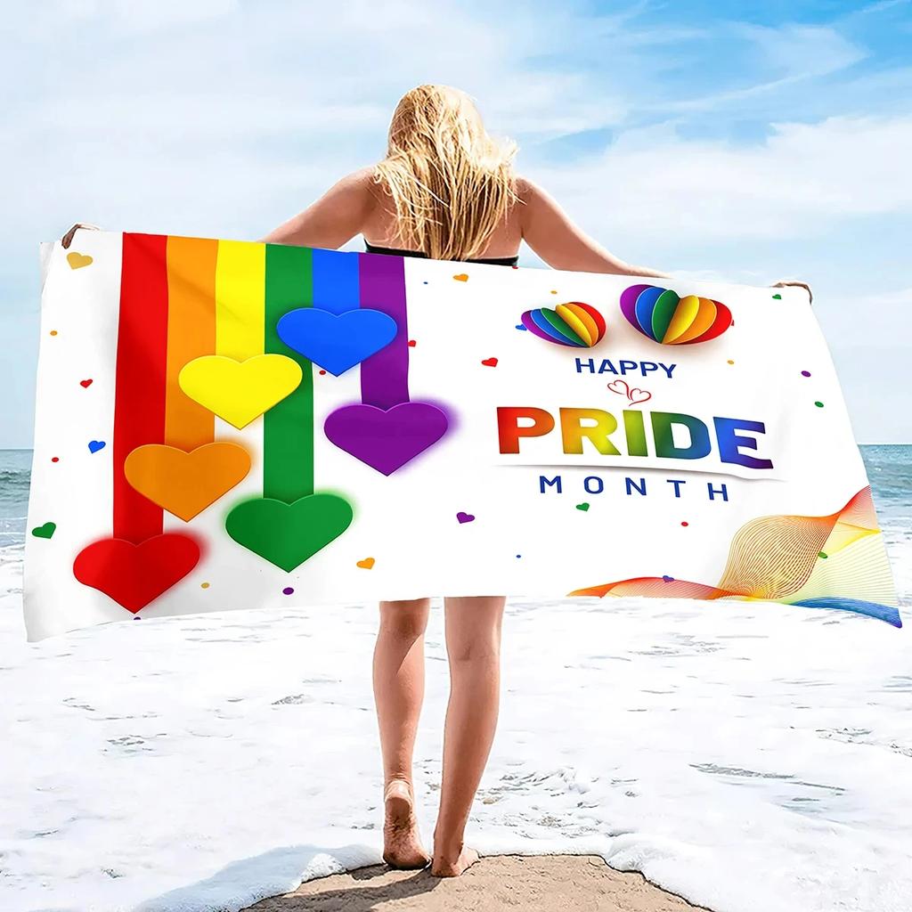 Asciugamano da Spiaggia Arcobaleno in Microfibra Asciugamano da Bagno Orgoglio Gay LGBT Assorbente Anti Sabbia Asciugatura Rapida Asciugamani da Piscina per Sport Spa Palestra Nuoto