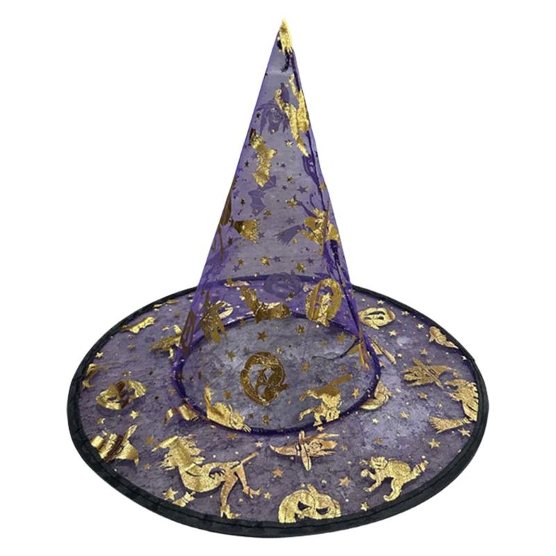 5Pcs Witch Hat 33cm High Pointed Wizard Hat Halloween Witch Cosplay Costume Accessories for Women Men Kid Cosplay