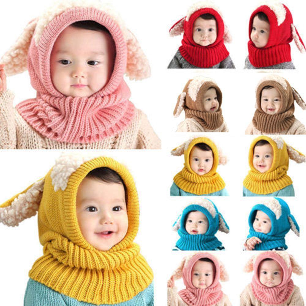 Winter Baby Kids Scarf Hat Hooded Knit
