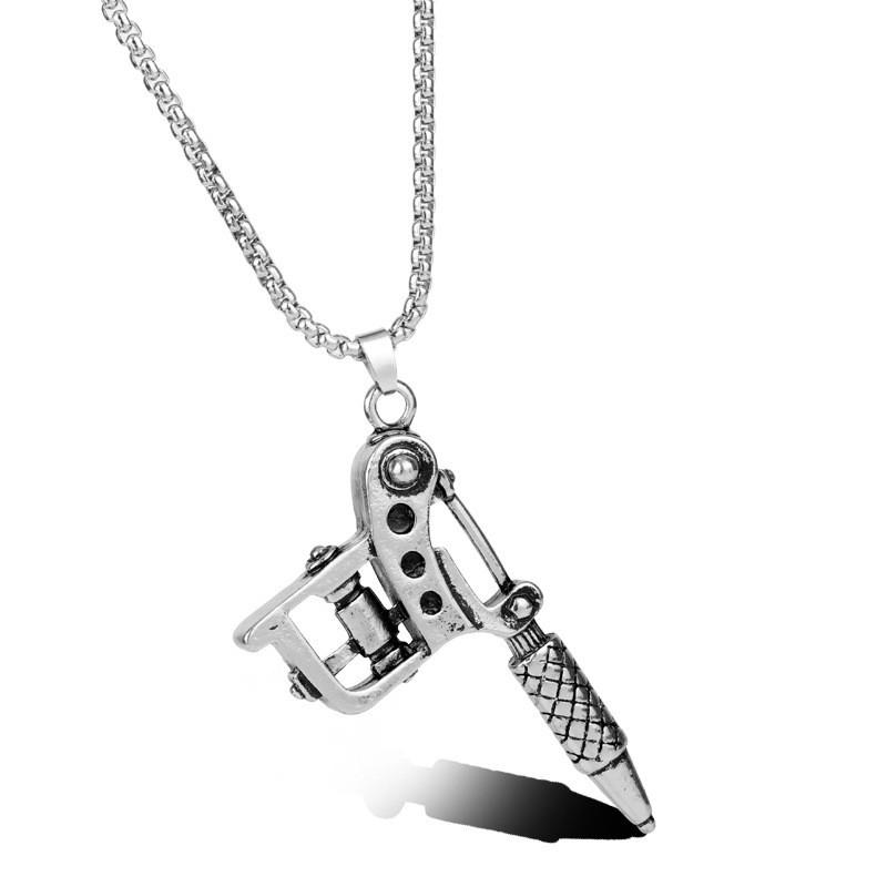 

Tattoo Machine Shape Alloy Pendant Necklace With Geometric Design For Men And Women Necklace