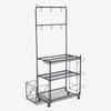 Yoga Mat Storage Rack Carbon Steel Home Gym Storage Rack Organizer with 360 Degree Wheels Black