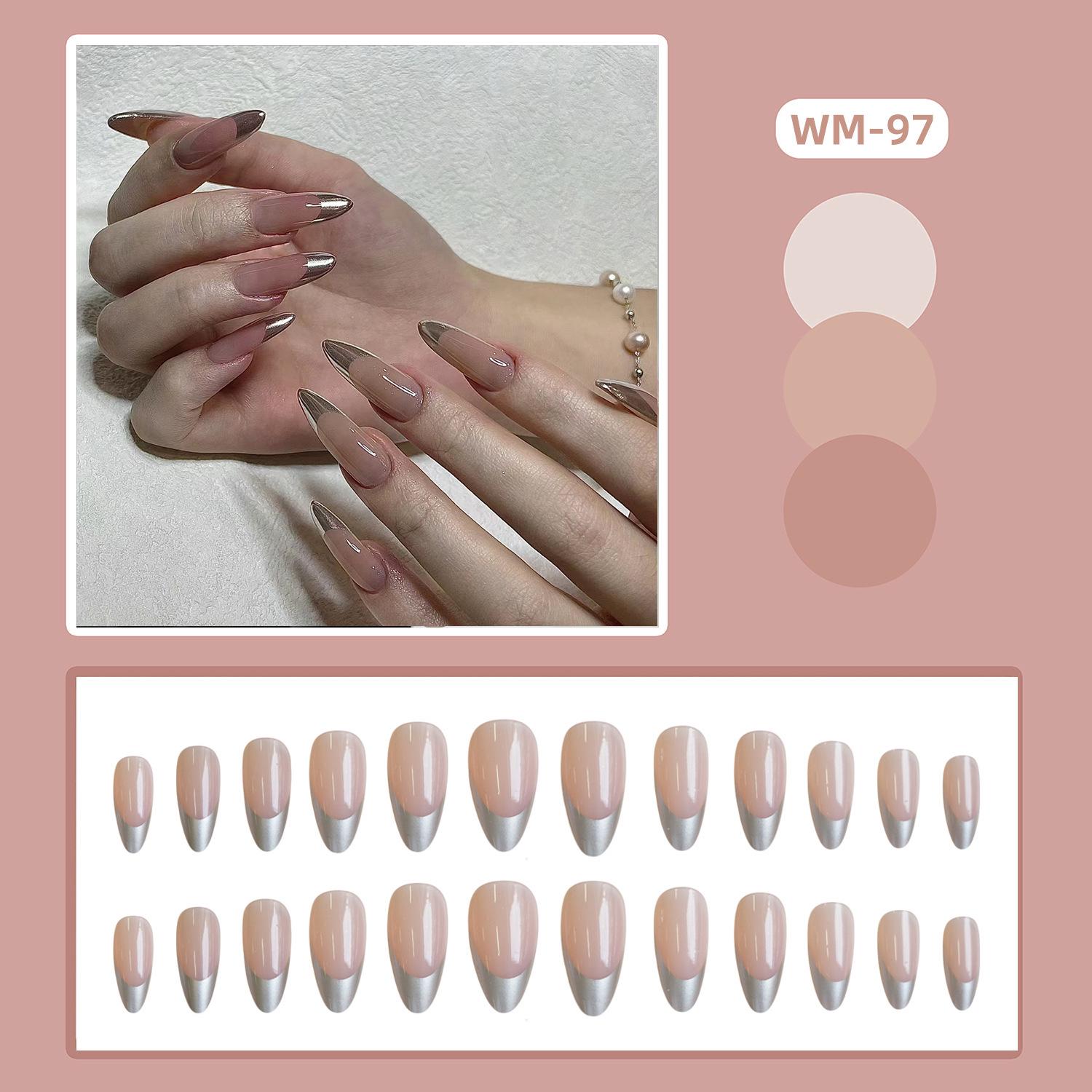 

WM81-WM120 Apricot Duckbill French Gradient T False Nails - Christmas Wearable Nail Tips
