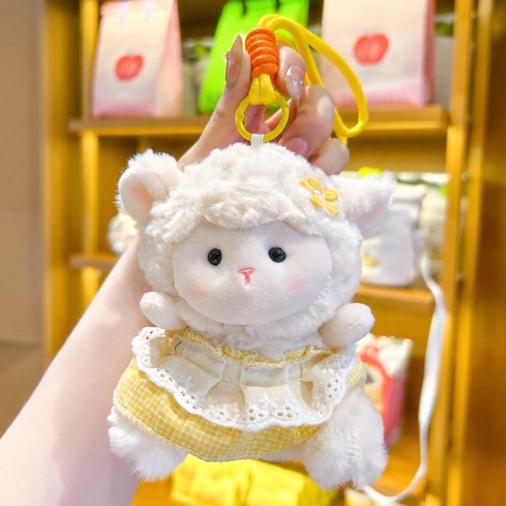 Floral Dress Lamb Plush Keychain Soft Lamb Bag Pendant Cute Sheep Keychain  Bag Charm