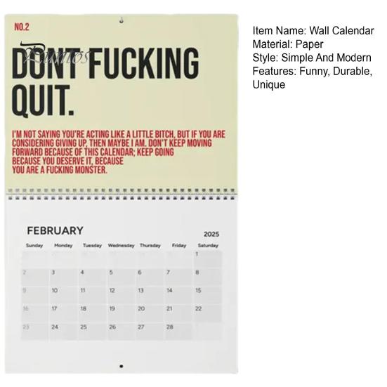 Kalendarz ścienny 2025 Twój niesamowity kalendarz motywacyjny Miesięczny organizer Codzienne inspirujące planowanie Notatniki do domowego biura