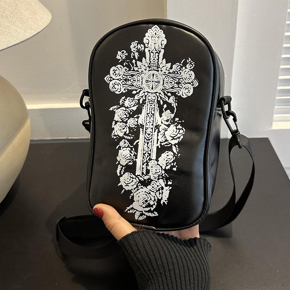 

Halloween PU Crossbody Bag Ghost Crossbody Purse Large Capacity Spooky Phone Pouch Zip Closure Gothic Sling Bag Small Hobo Bag