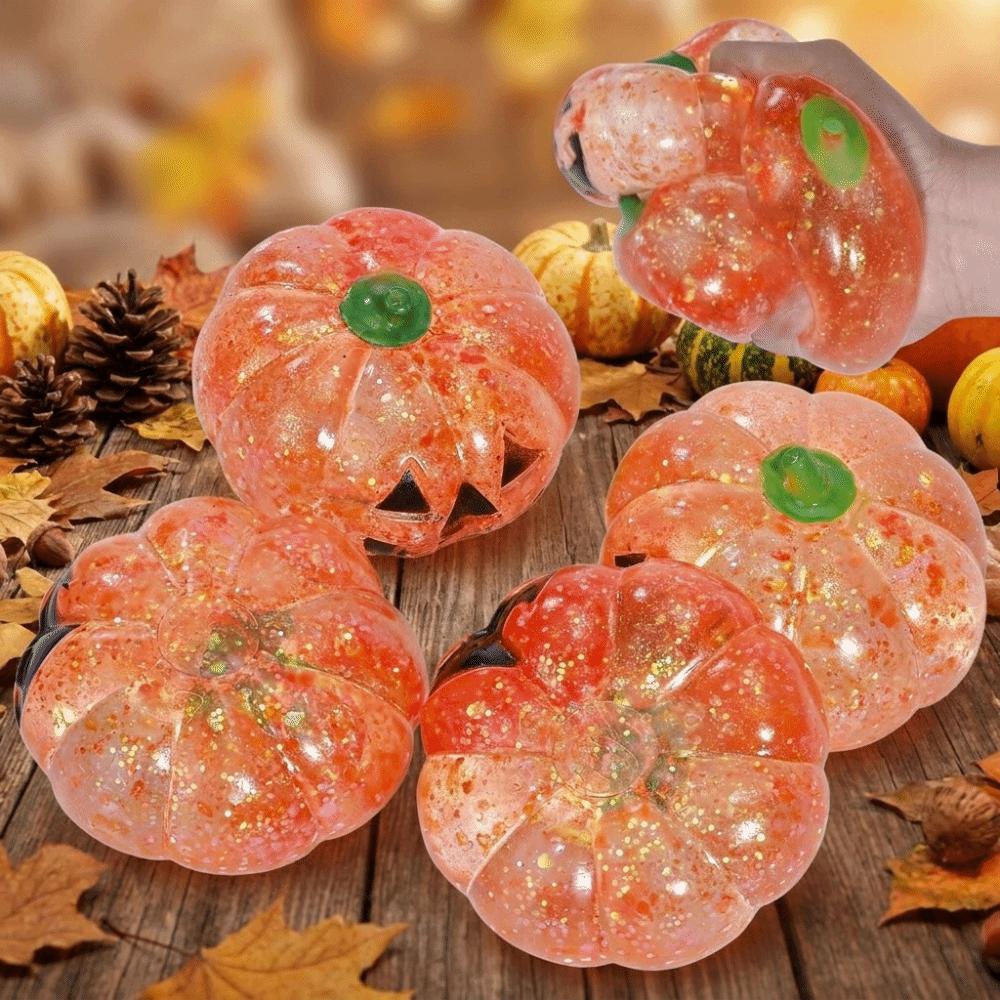 Soft Texture Halloween Pumpkin Squeeze Toy Glittering Fidget Sensory Kids Adults