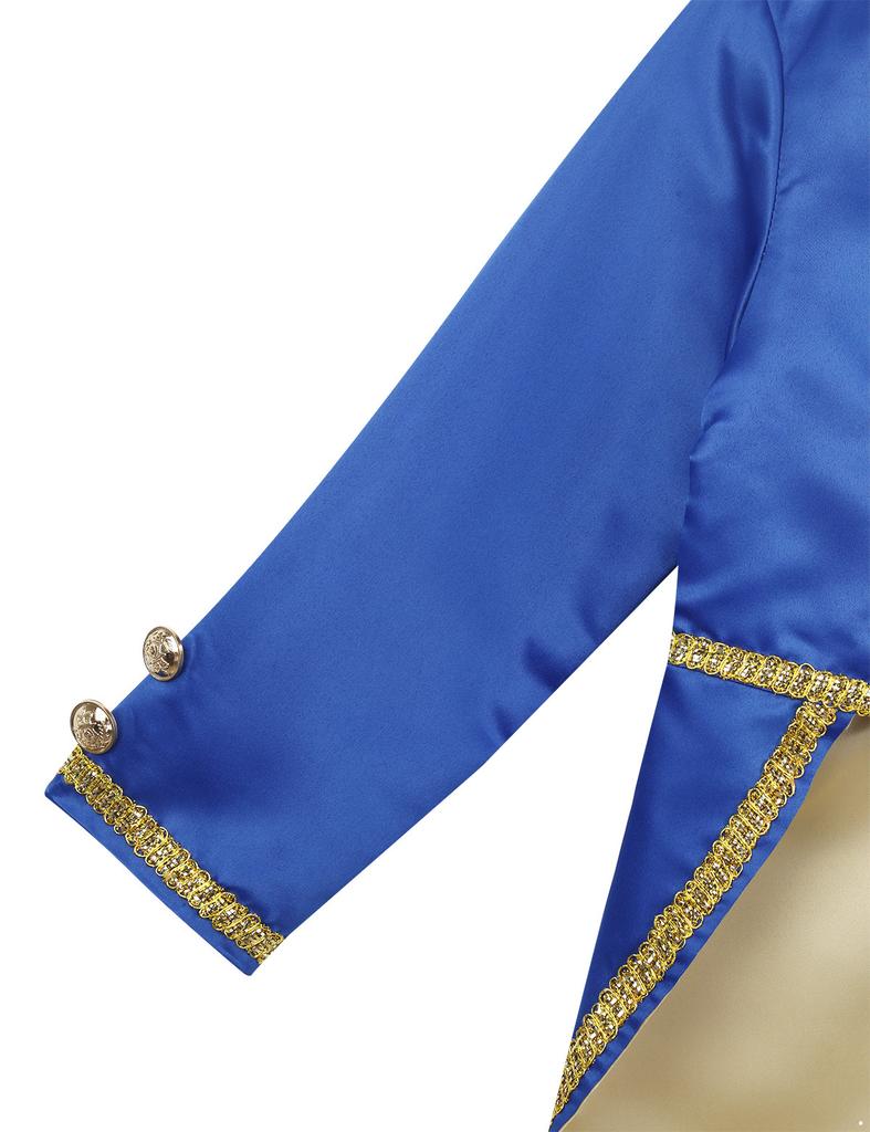 Boys Prince Costume Long Sleeve Turn Down Collar Tuxedo Jacket Tailcoat Halloween Cosplay Party Outfit