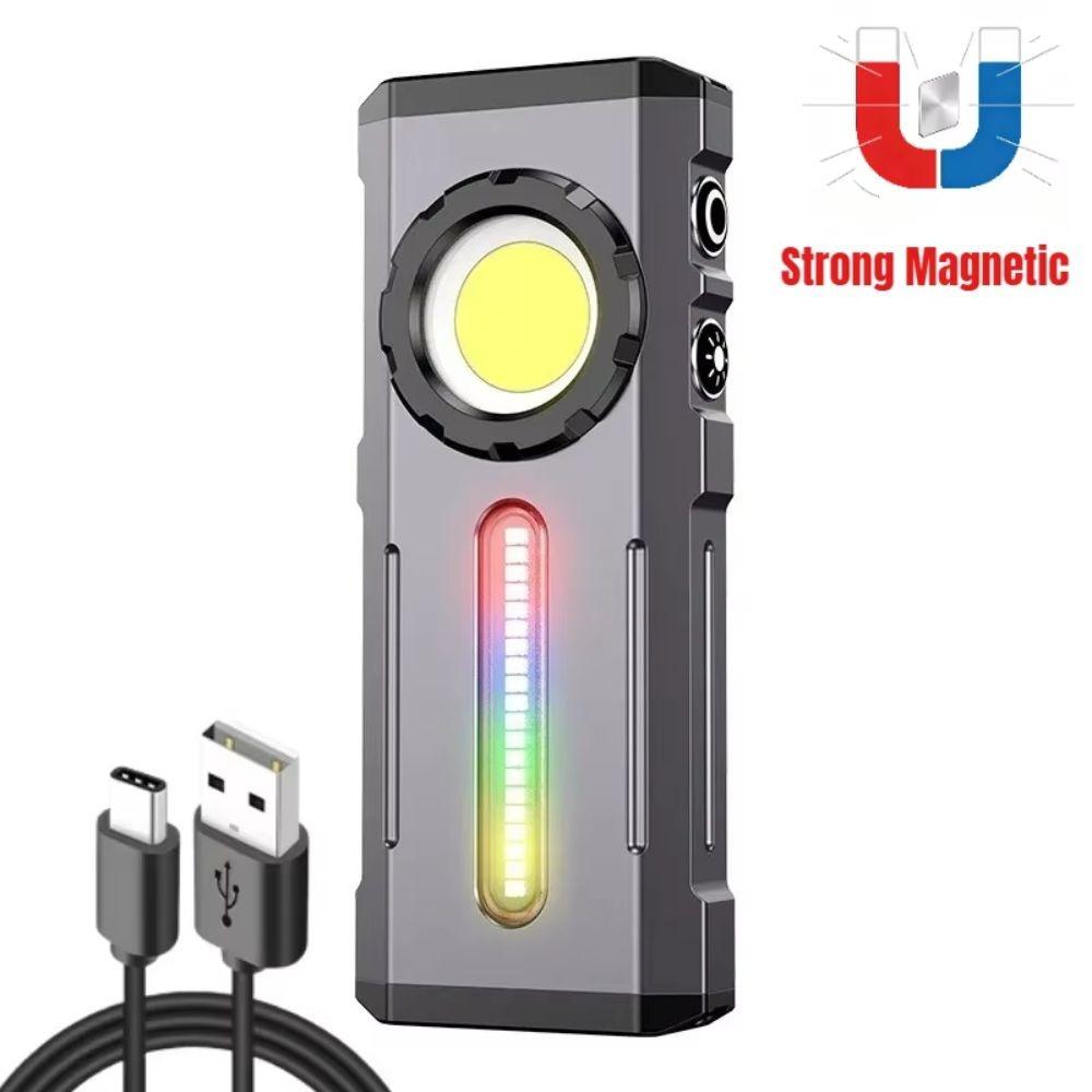 Pocket High Power LED Flashlight Rechargeable Portable RGB Torch Magnetic Digital Display Headlamp Outdoor Camping